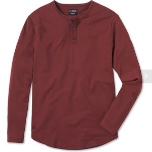 Cuts long sleeve curve hem Henley size large in Cabernet